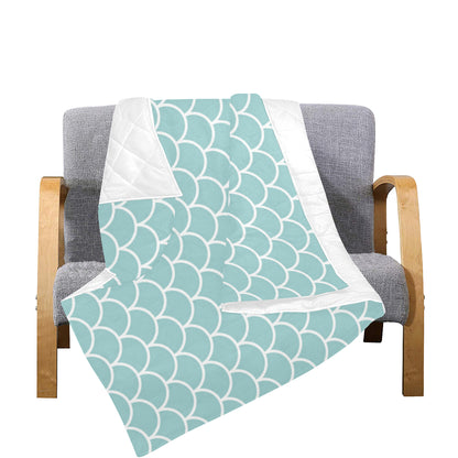 Scales Teal Pattern Print Design 02 Premium Quilt