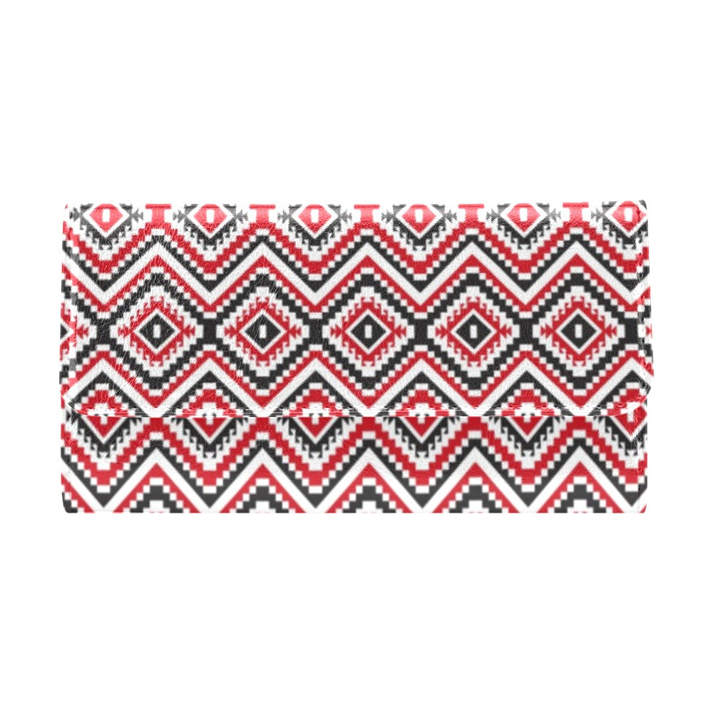 Native American Themed Tribal Print Women's Trifold Wallet