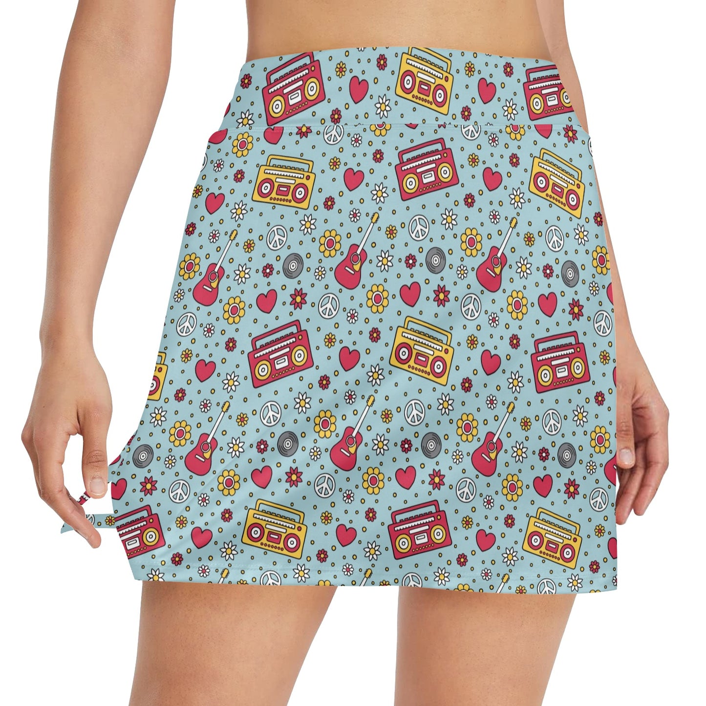 Hippie Print Design LKS307 Women's Golf Skirt with Pocket