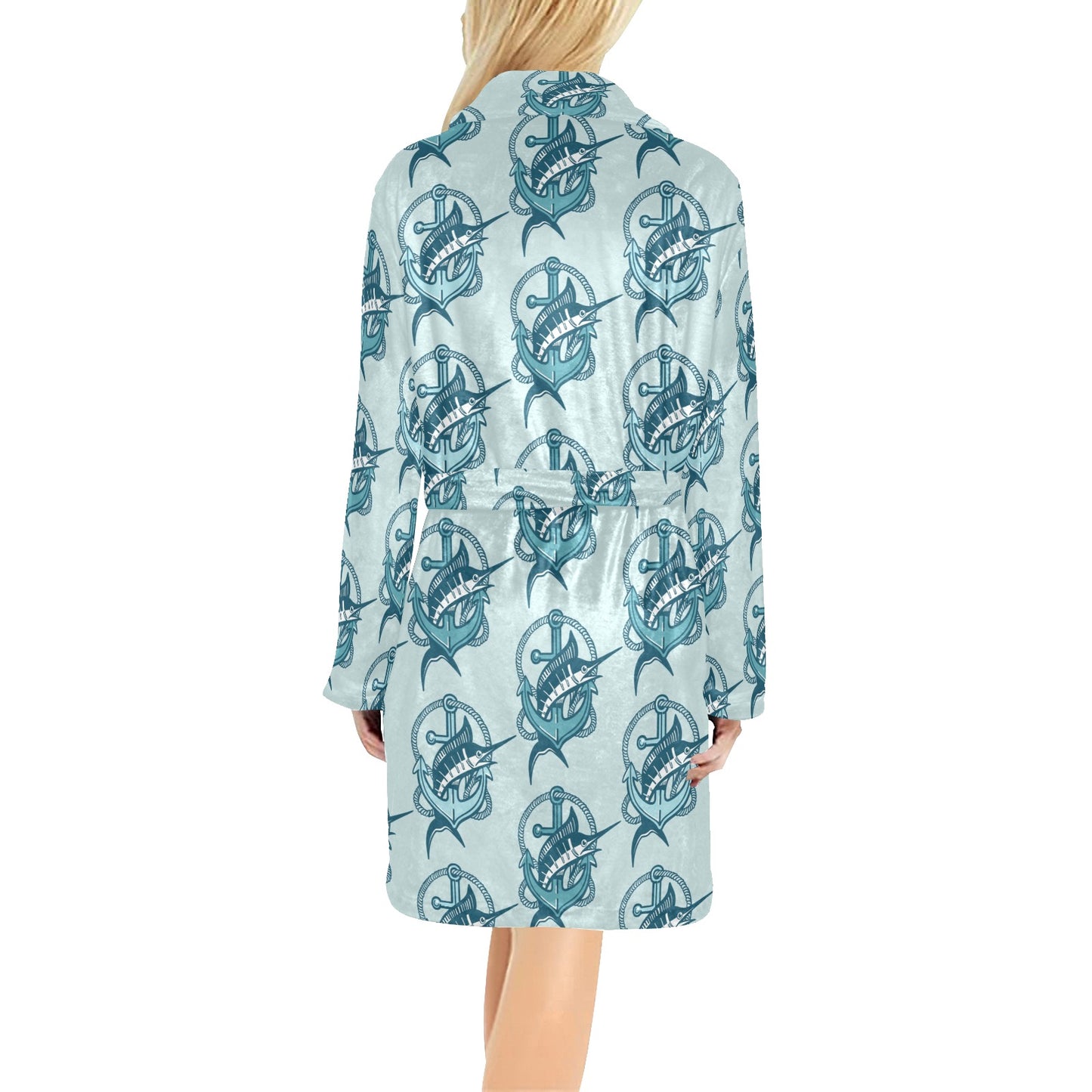 Swordfish Pattern Print Design 03 Women's Fleece Robe
