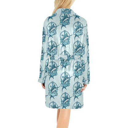 Swordfish Pattern Print Design 03 Women's Fleece Robe
