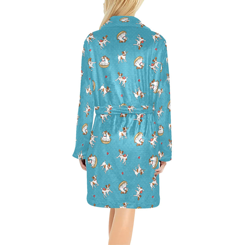 Russell Terriers Playing Print Design LKS305 Women's Fleece Robe