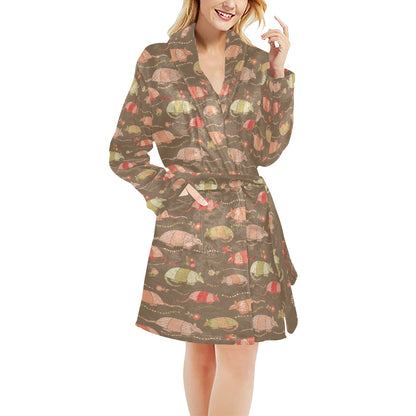 Armadillo Pattern Print Design 04 Women's Fleece Robe