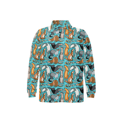 Ferret Pattern Print Design 03 Long Sleeve Polo Shirt For Men's