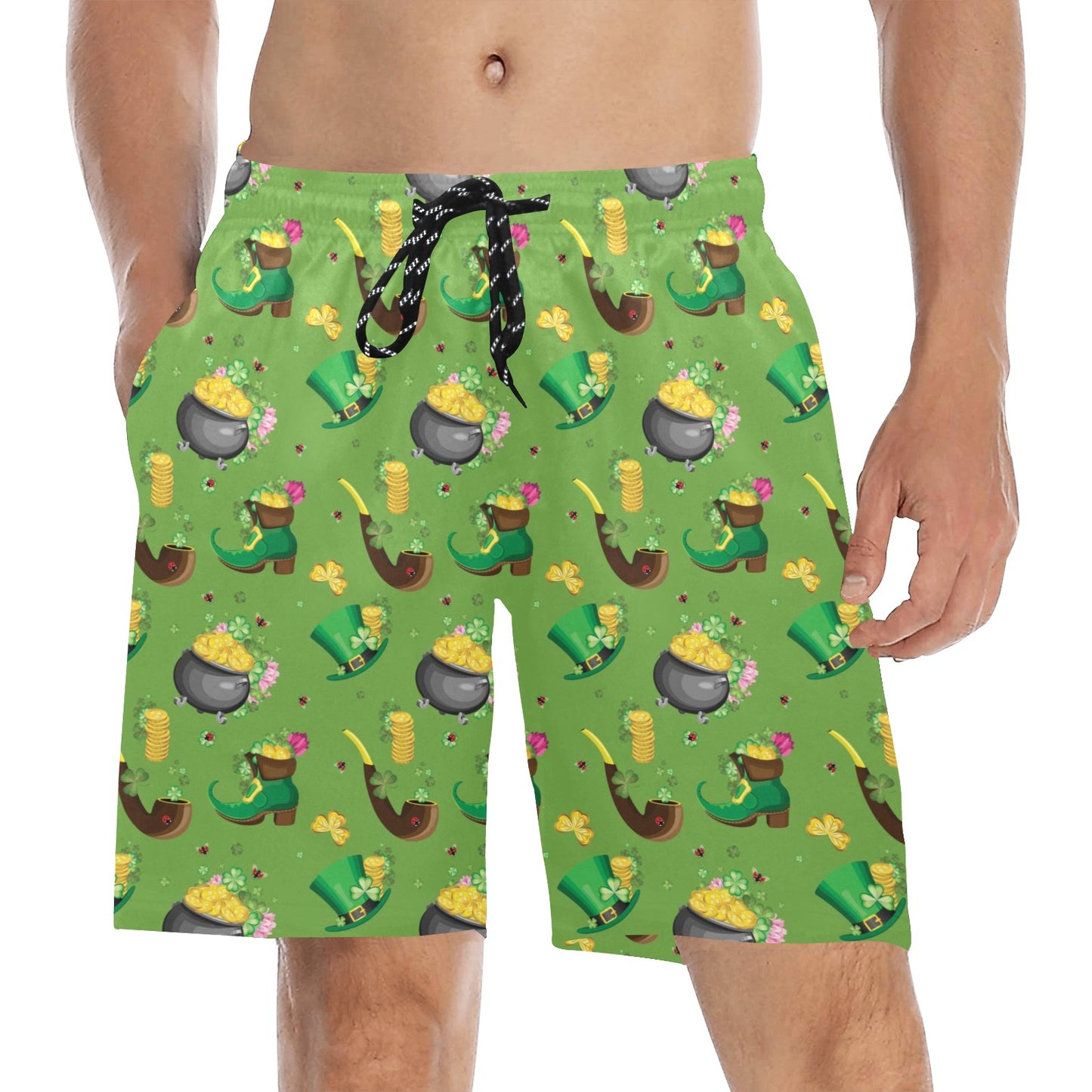 Shamrock Saint Patrick's Day Print Design LKS306 Men's Swim Trunks Beach Shorts