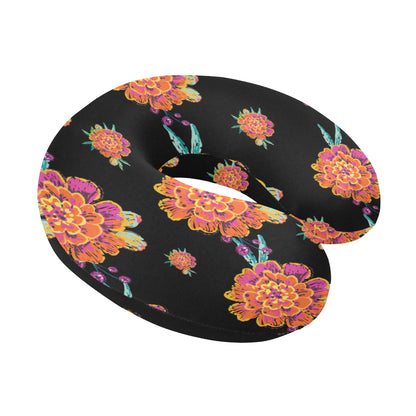 Marigold Pattern Print Design 01 U-Shaped Travel Neck Pillow