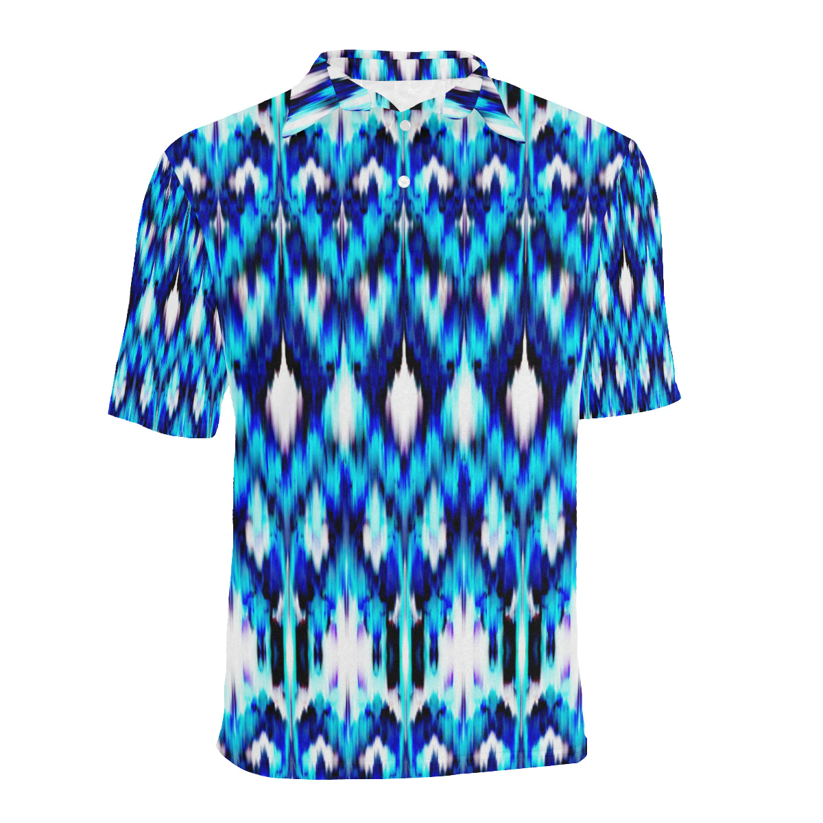 Ikat Blue Pattern Print Design 01 Men Polo Shirt