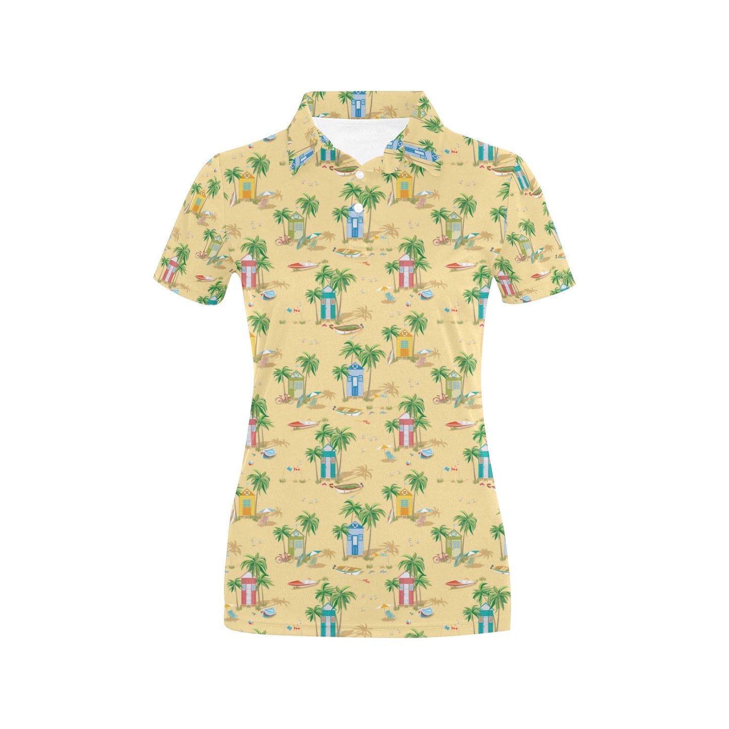 Beach Themed Pattern Print Design 01 Women's Polo Shirt