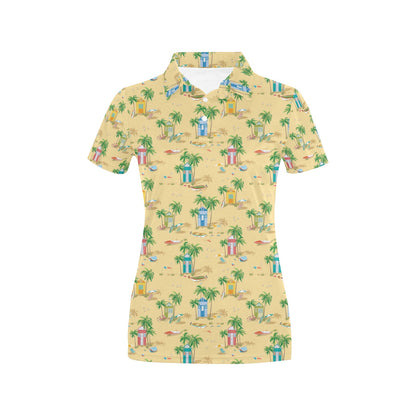 Beach Themed Pattern Print Design 01 Women's Polo Shirt