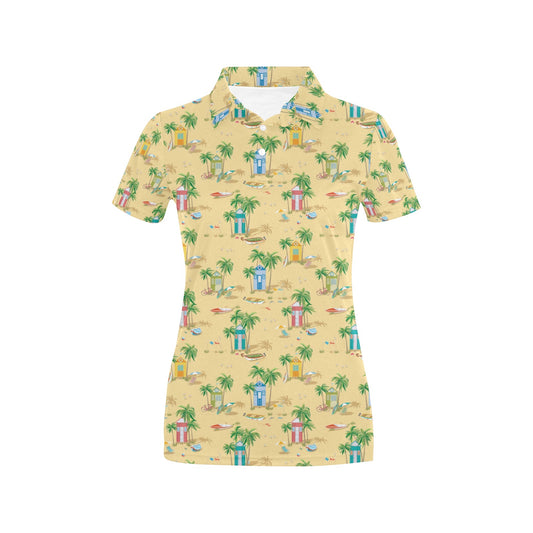 Beach Themed Pattern Print Design 01 Women's Polo Shirt