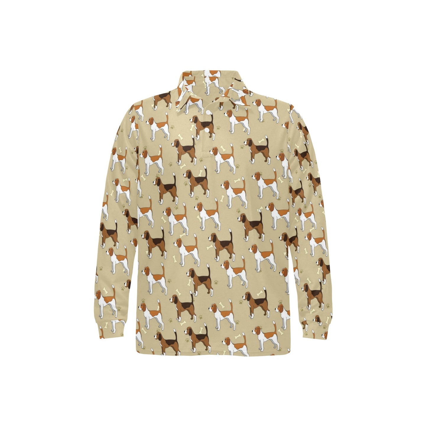 Beagle Pattern Print Design 01 Long Sleeve Polo Shirt For Men's