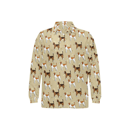 Beagle Pattern Print Design 01 Long Sleeve Polo Shirt For Men's