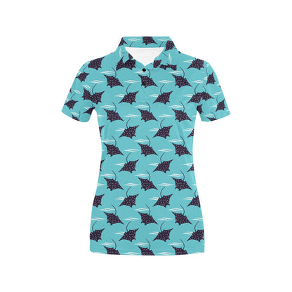 Manta Ray Print Design LKS403 Women's Polo Shirt