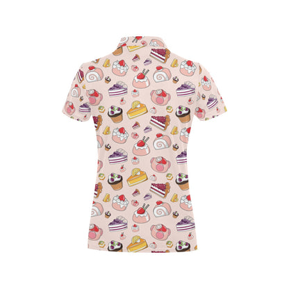 Cake Pattern Print Design 01 Women's Polo Shirt