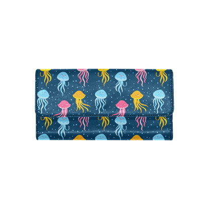 Jellyfish Pattern Print Design 04 Women's Trifold Wallet