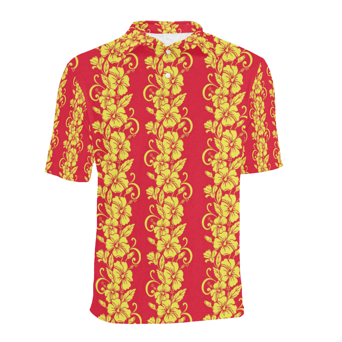 Orange Hibiscus Pattern Print Design HB018 Men Polo Shirt