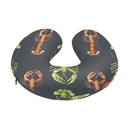Lobster Pattern Print Design 01 U-Shaped Travel Neck Pillow
