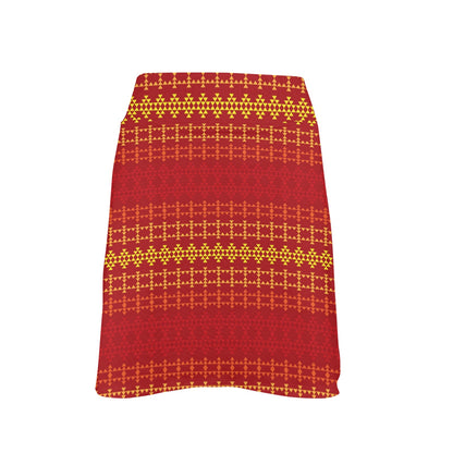 Southwest Red Gold Design Themed Print 17" Golf & Pickleball Skort with Pockets
