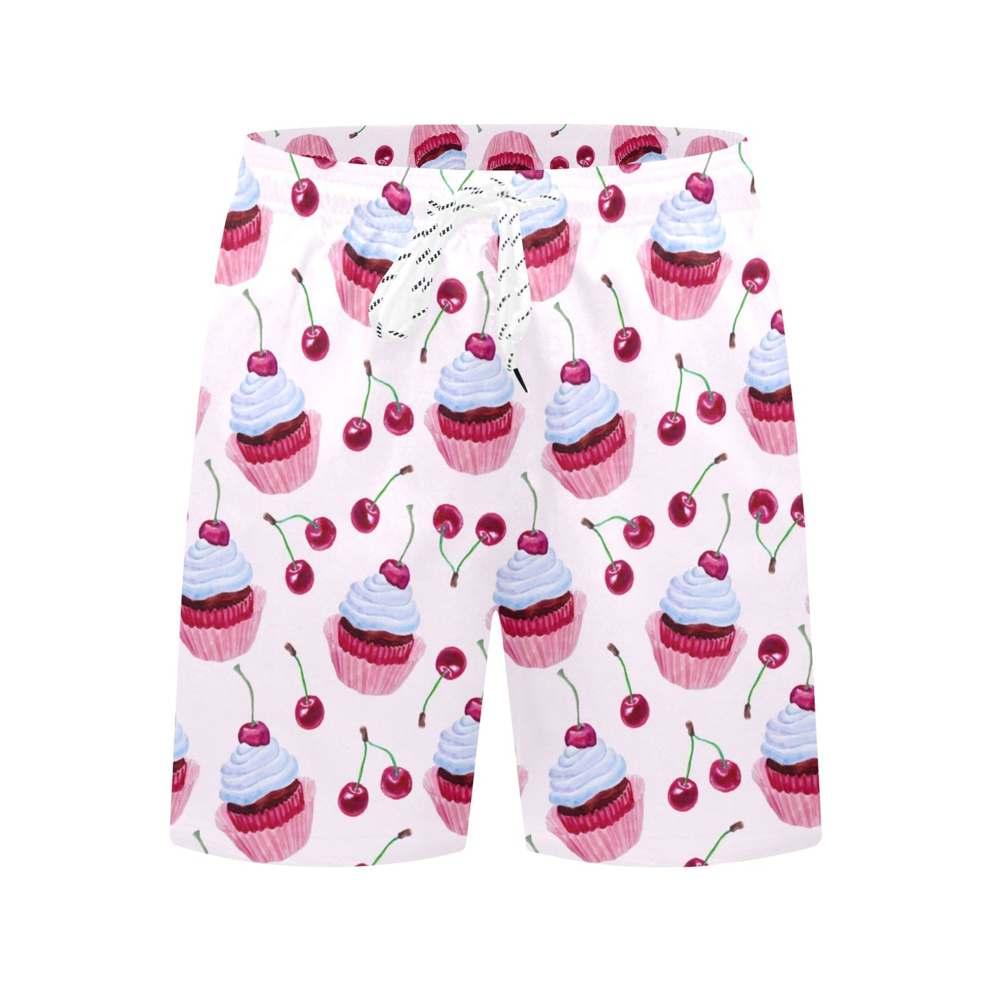 Cherry Cupcake Pink Pattern Men's Swim Trunks Beach Shorts