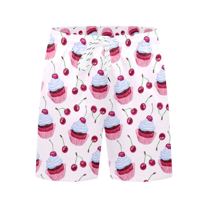 Cherry Cupcake Pink Pattern Men's Swim Trunks Beach Shorts
