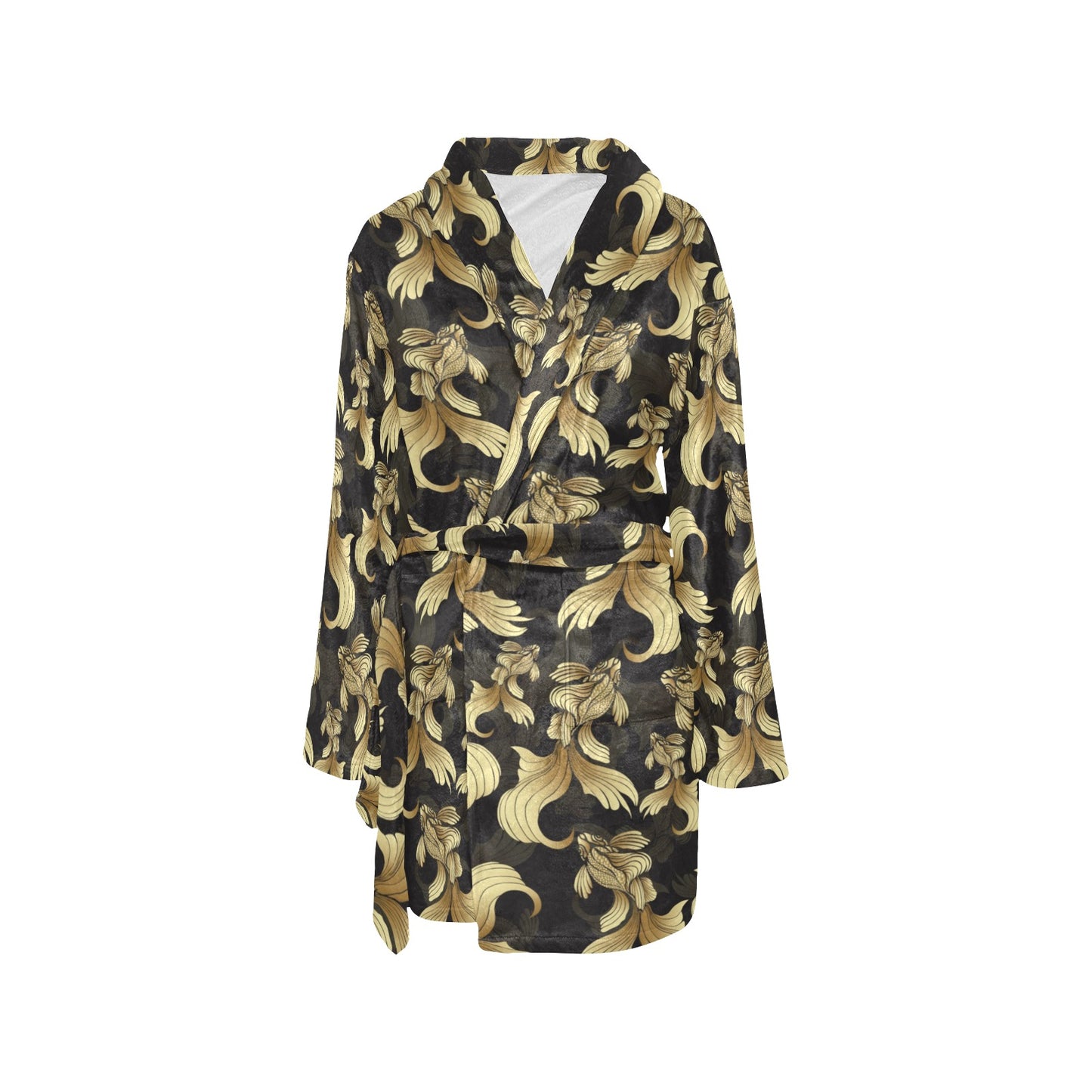 Goldfish Pattern Print Design 02 Women's Fleece Robe