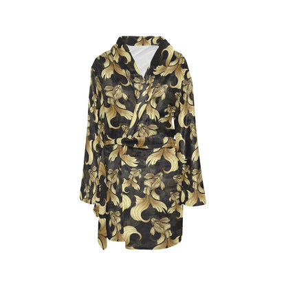 Goldfish Pattern Print Design 02 Women's Fleece Robe