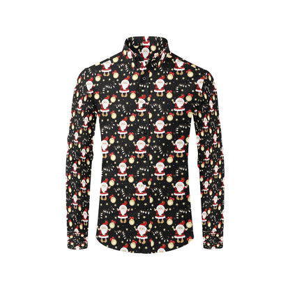 Santa Christmas Themed Print Design LKS307 Men's Long Sleeve Dress Shirt