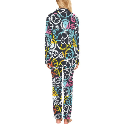 Mechanic Pattern Print Design 02 Women's Long Pajama Set