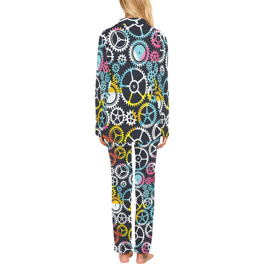 Mechanic Pattern Print Design 02 Women's Long Pajama Set