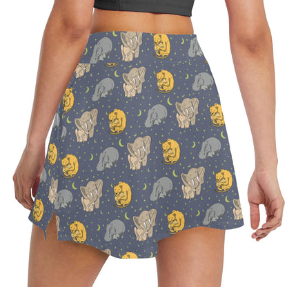 Safari Elephant Lion Print Design LKS303 17" Golf & Pickleball Skort with Pockets