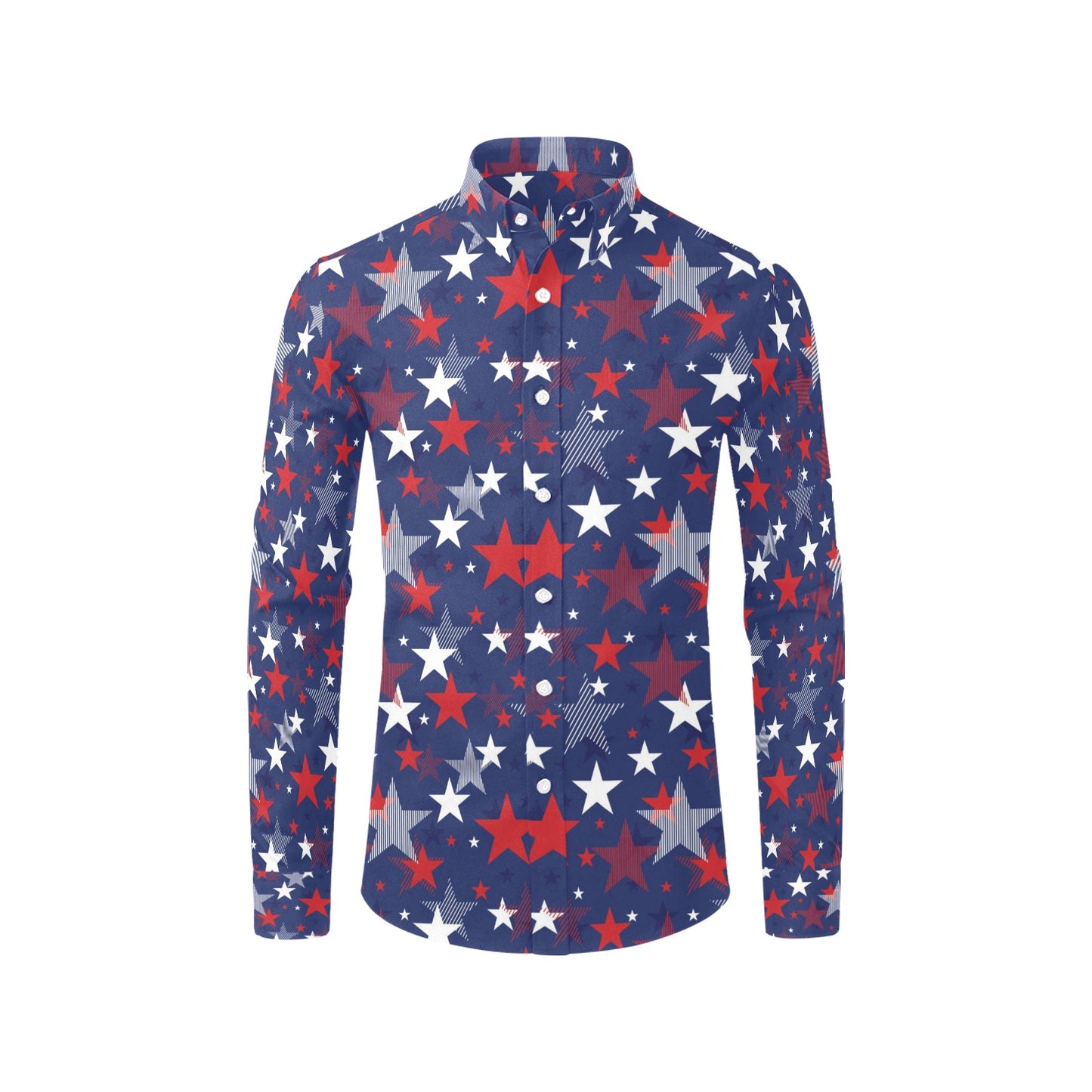 Star Print Design LKS304 Men's Long Sleeve Dress Shirt