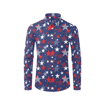 Star Print Design LKS304 Men's Long Sleeve Dress Shirt