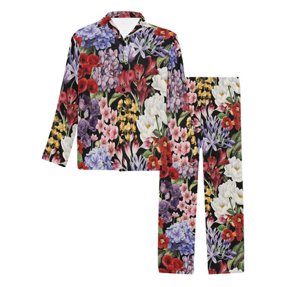 Summer Floral Pattern Print Design SF04 Men's Long Pajama Set