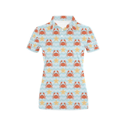 Crab Pattern Print Design 03 Women's Polo Shirt