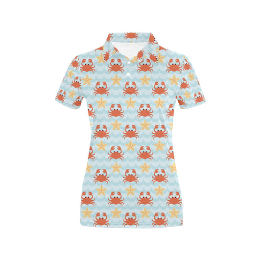 Crab Pattern Print Design 03 Women's Polo Shirt