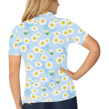Daisy Pattern Print Design DS010 Women's Polo Shirt