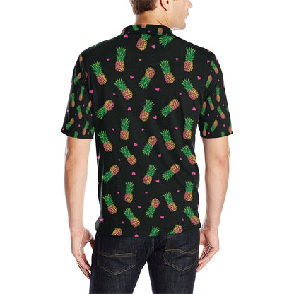 Neon Pineapple Pattern Print Design A04 Men Polo Shirt