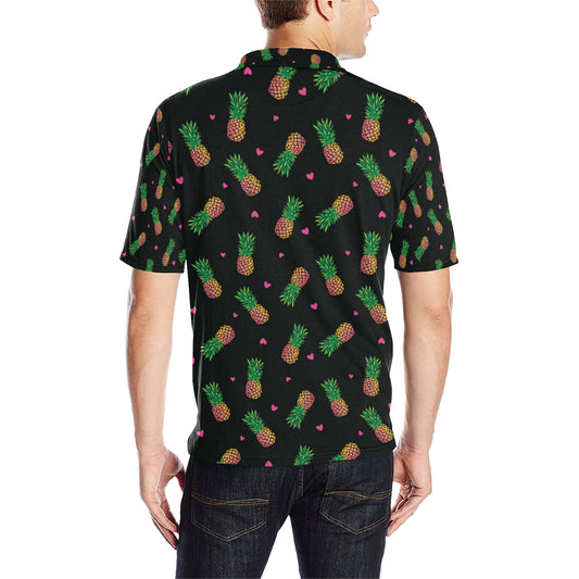Neon Pineapple Pattern Print Design A04 Men Polo Shirt