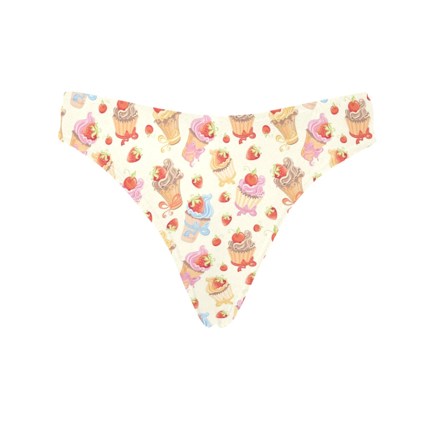 Cupcakes Strawberry Cherry Print Women's Thongs