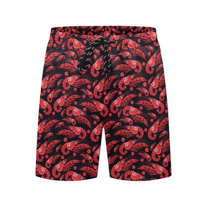 Shrimp Print Design LKS303 Men's Swim Trunks Beach Shorts