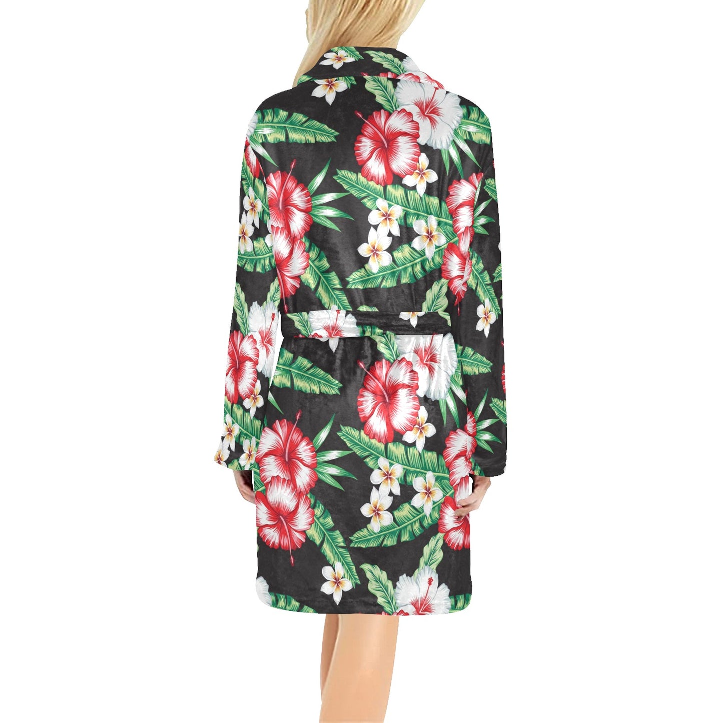 Hawaiian flower tropical leaves Women's Fleece Robe