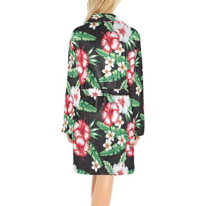 Hawaiian flower tropical leaves Women's Fleece Robe