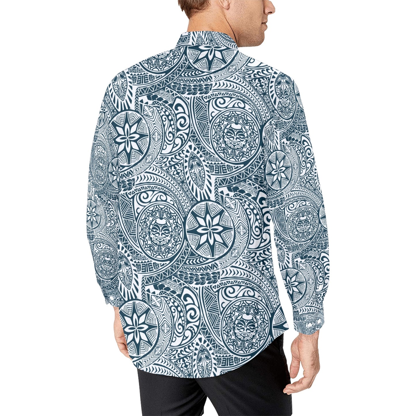 Samoan Pattern Print Design LKS306 Men's Long Sleeve Dress Shirt