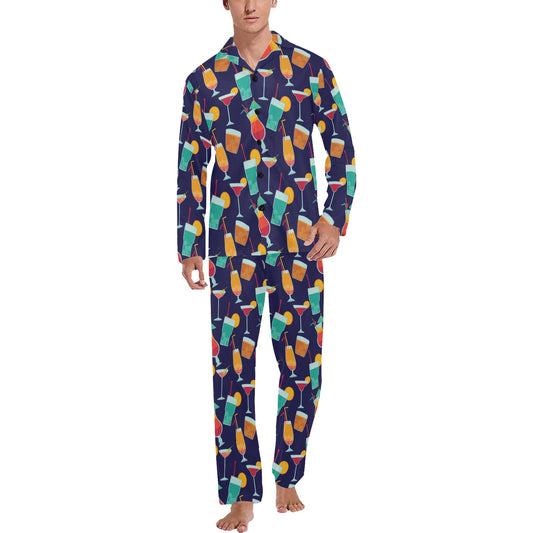 Cocktail Pattern Print Design 06 Men's Long Pajama Set
