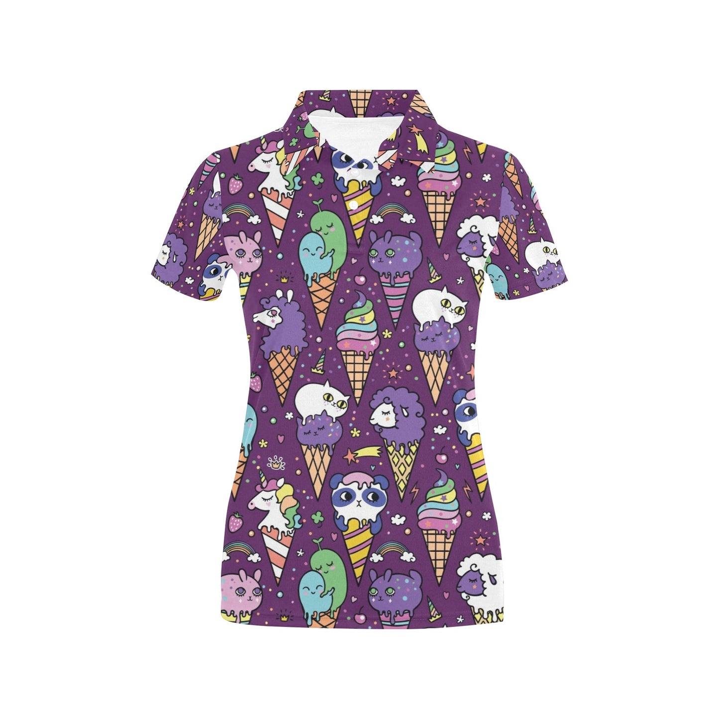 Ice Cream Pattern Print Design IC07 Women's Polo Shirt