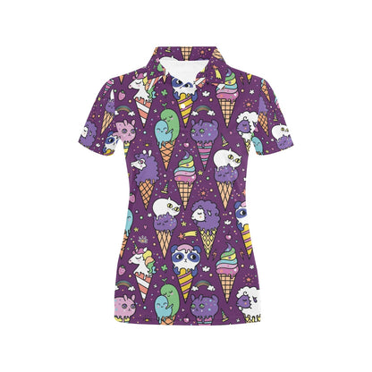 Ice Cream Pattern Print Design IC07 Women's Polo Shirt