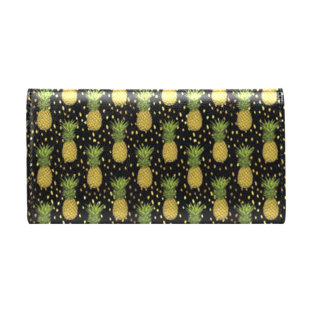 Pineapple Gold Dot Themed Print Women's Trifold Wallet