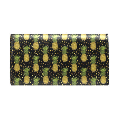 Pineapple Gold Dot Themed Print Women's Trifold Wallet