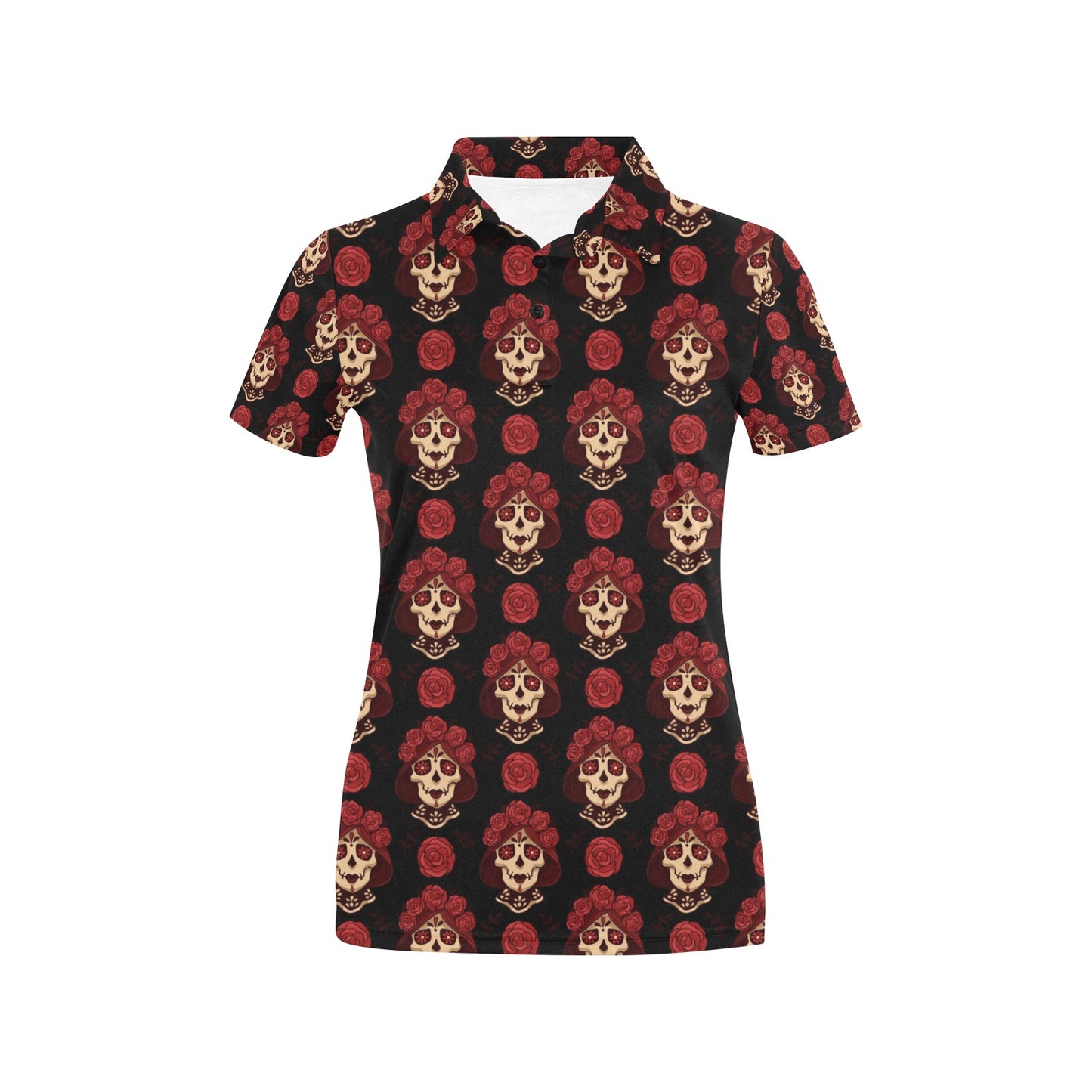 Day of the Dead Skull Girl Pattern Women's Polo Shirt