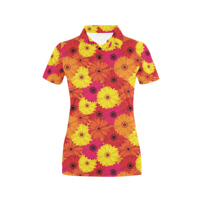 Gerberas Pattern Print Design GB05 Women's Polo Shirt